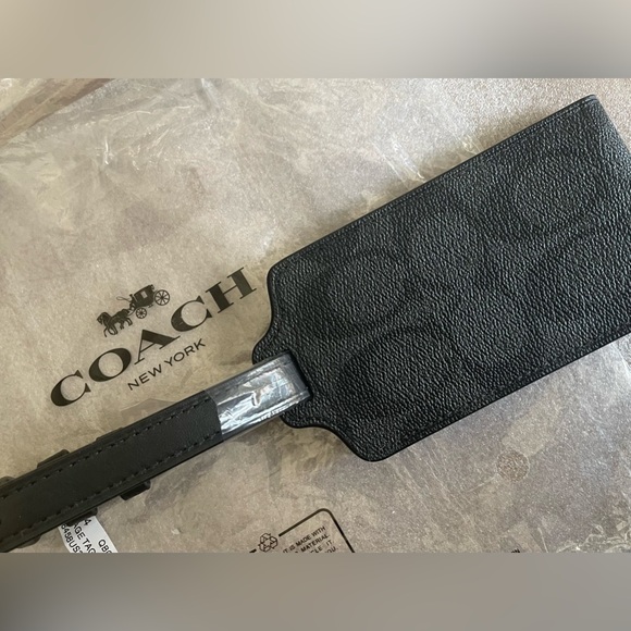 COACH Luggage Tag Signature Canvas Gunmetal Charcoal Monogram Print Bag - Picture 3 of 7